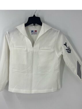 Vintage US Navy White Sailor Jumper Top - Flying Cross Size M Sailorcore